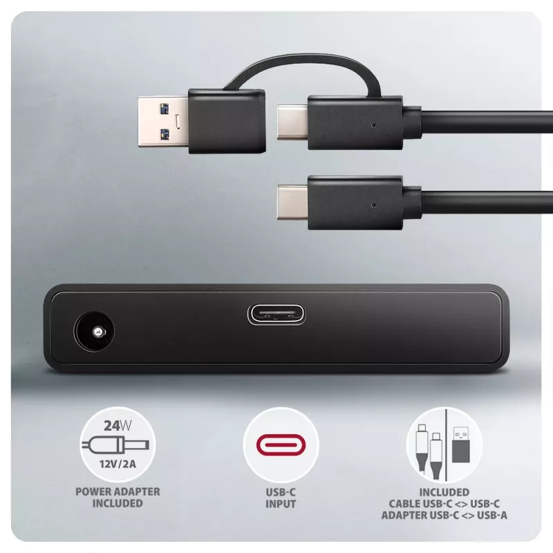 Axagon ADSA-FPX USB-C 10Gbps FAST PORT X adapter for 2.5 inch/3.5 inch SSD/HDD