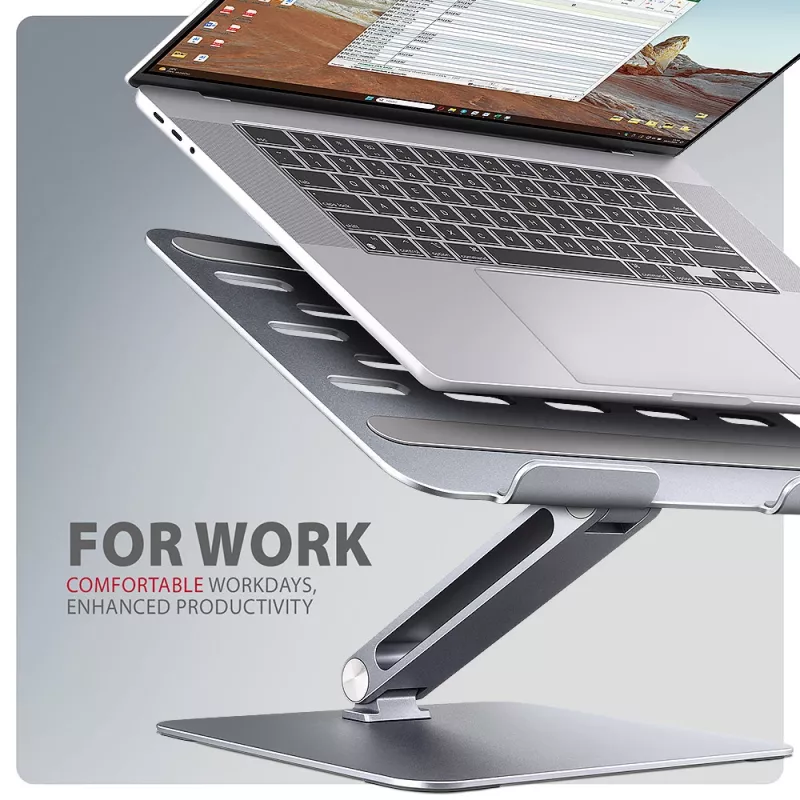 Axagon STND-LQ stand for notebooks and tablets 10 inch–17.3 inch. Adjustable height and angle