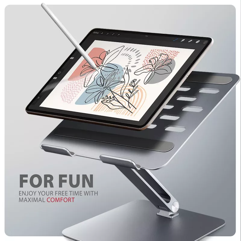 Axagon STND-LQ stand for notebooks and tablets 10 inch–17.3 inch. Adjustable height and angle