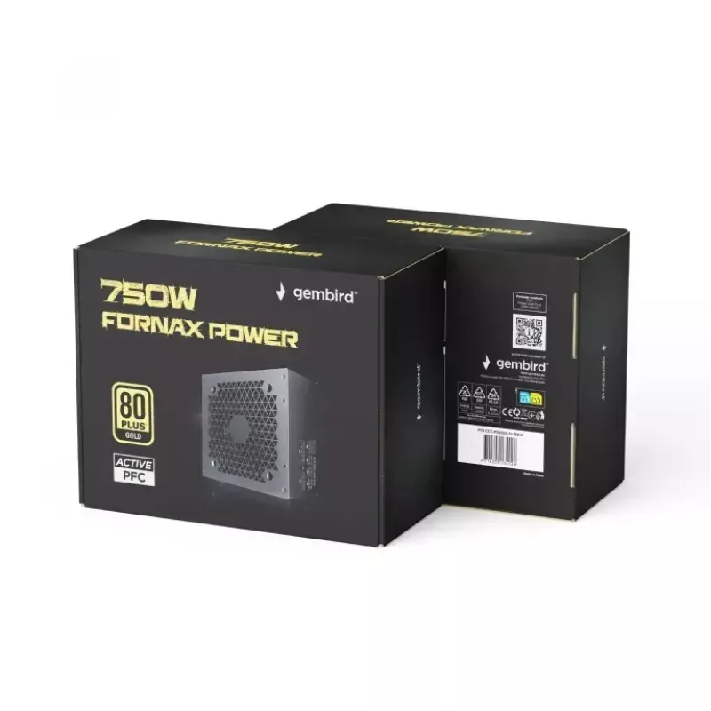Power supply GEMBIRD Fornax Power 750W ATX 80 PLUS Gold modular 12 cm fan EPS 4+4pin PCIe 6+2pin SATA connectors