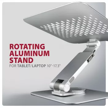 Axagon STND-LR Aluminum stand with 360° rotation for laptops 10 inch–17.3 inch. Adjustable height and angle.