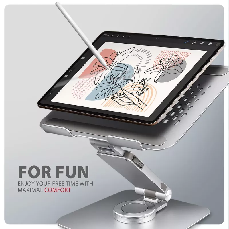 Axagon STND-LR Aluminum stand with 360° rotation for laptops 10 inch–17.3 inch. Adjustable height and angle.
