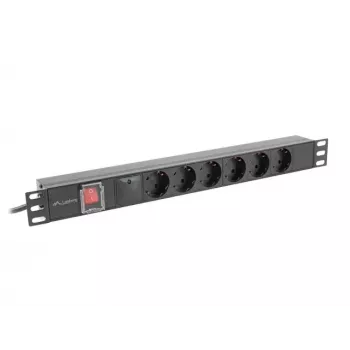 PDU Lanberg PDU-06F-0200-BK 6 AC outlets 1U Black