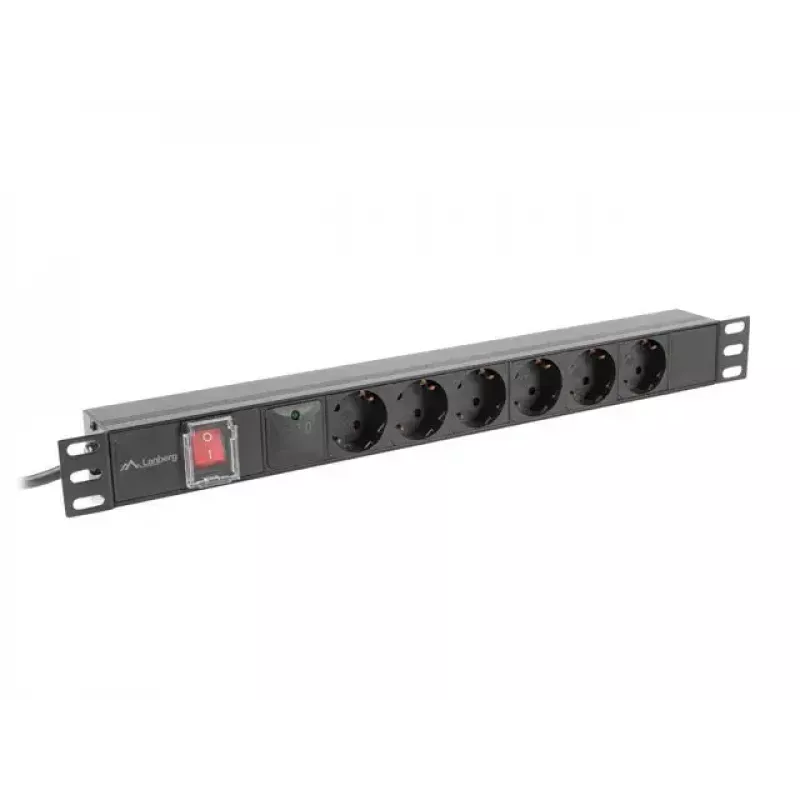 PDU Lanberg PDU-06F-0200-BK 6 AC outlets 1U Black