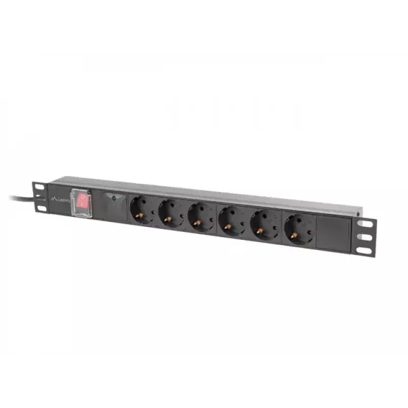 PDU Lanberg PDU-06F-0200-BK 6 AC outlets 1U Black