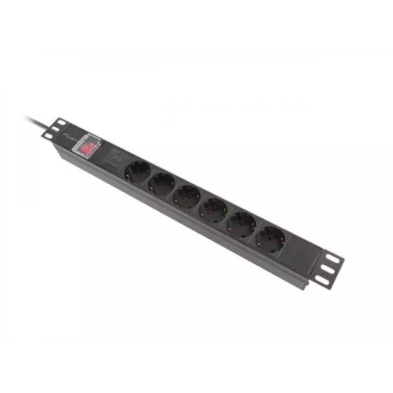 PDU Lanberg PDU-06F-0200-BK 6 AC outlets 1U Black