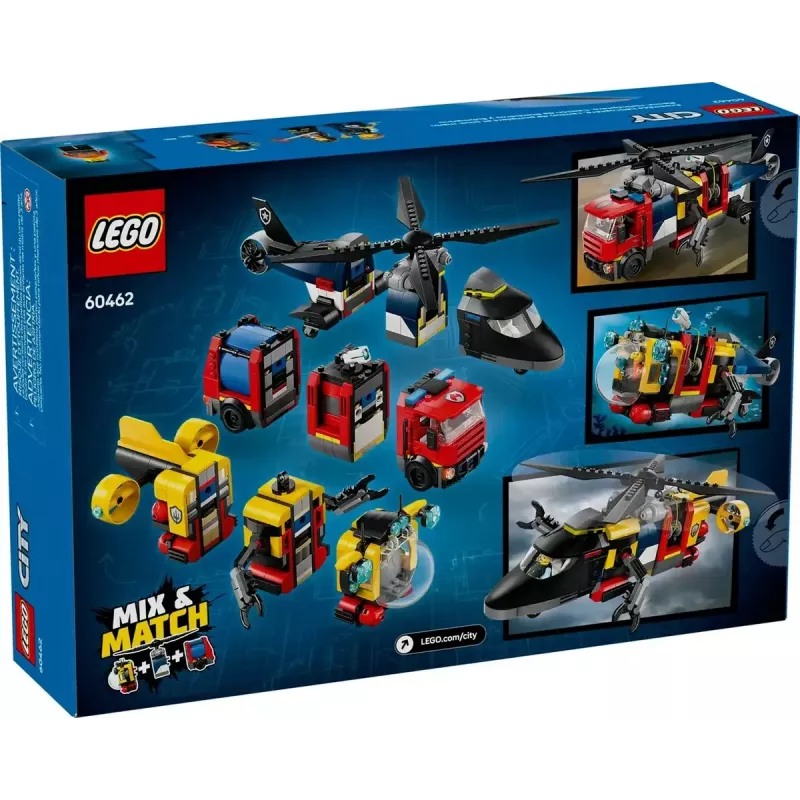Construction Toy LEGO City Combination Set 60462 — Helicopter and Fire Truck, 874 pieces, 3 minifigures, age 7+