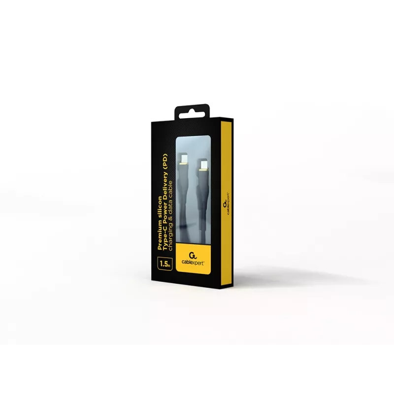 GEMBIRD Premium Silicon Type-C Power Delivery (PD) Charging & Data Cable, 1.5m - Black