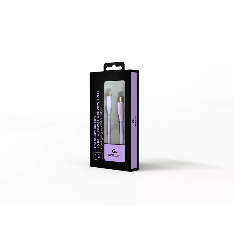 GEMBIRD USB Type-C Power Delivery (PD) 60W Charging & Data Silicon Cable, 1.5m Violet