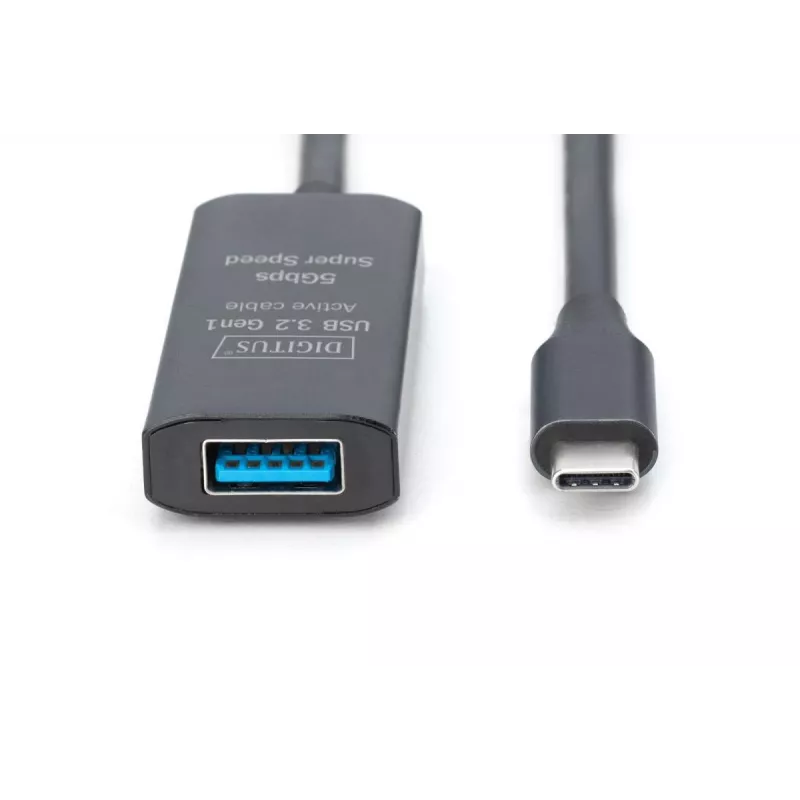 DIGITUS Active USB-C Extension Cable - 5G USB 3.2 Gen1 USB-C - USB-A (M/F) - 10m