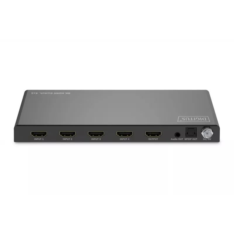 DIGITUS 4x1 HDMI Switch - 8K/60Hz (4:4:4), Toslink, Stereo, EDID Control