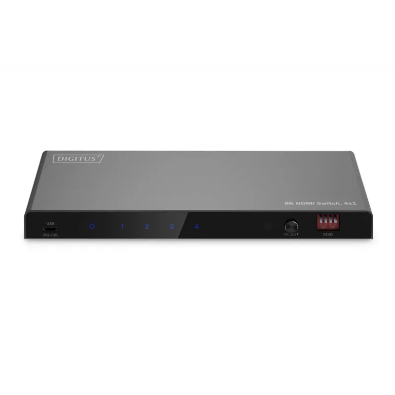 DIGITUS 4x1 HDMI Switch - 8K/60Hz (4:4:4), Toslink, Stereo, EDID Control