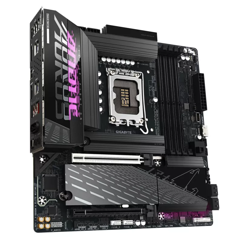 GIGABYTE B860M AORUS ELITE WIFI6E Motherboard - Intel Core Ultra Series CPUs, 12+1+2+1 Phases VRM, up to 9200MHz DDR5, 1xPCIe 5.0 + 2xPCIe 4.0 M.2, 2.5GbE LAN, WIFI 6E, Thunderbolt