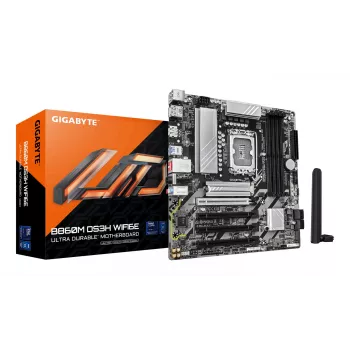 GIGABYTE B860M DS3H WIFI6E Motherboard - Intel Core Ultra Series CPUs, 5+1+2+1 Phases VRM, up to 9066MHz DDR5, 1xPCIe 5.0 + 1xPCIe 4.0 M.2, 2.5GbE LAN, WIFI 6E, USB 3.2 Gen 2