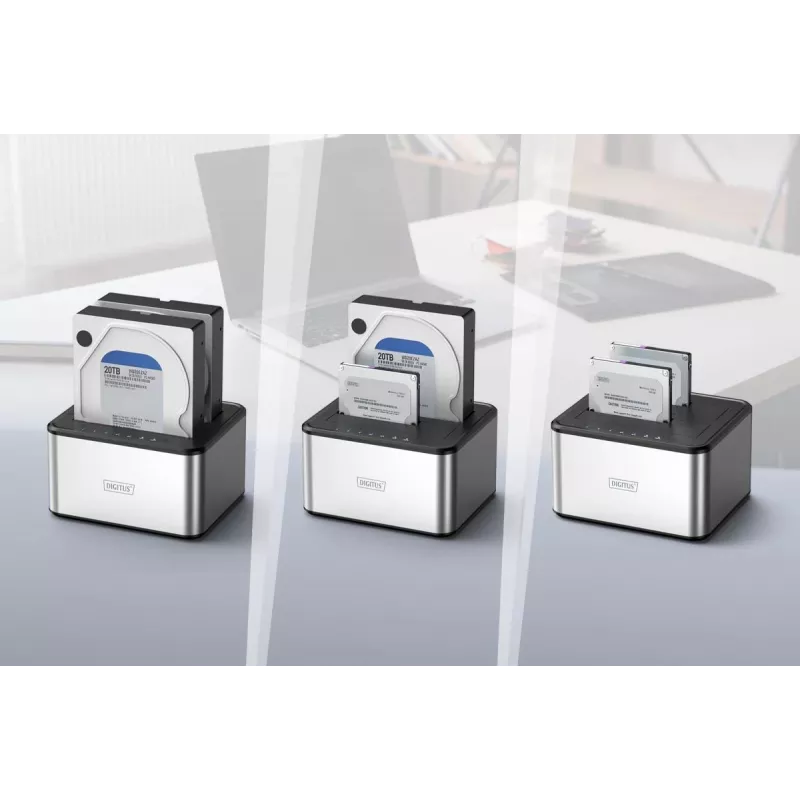DIGITUS SATA Docking Station USB 3.0 - 2-port 2.5 inch/3.5 inch SSD/HDD clone function