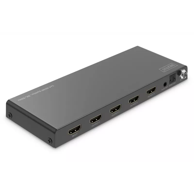 DIGITUS 1x4 HDMI Splitter 8K/60Hz (4:4:4) Toslink Stereo EDID Control