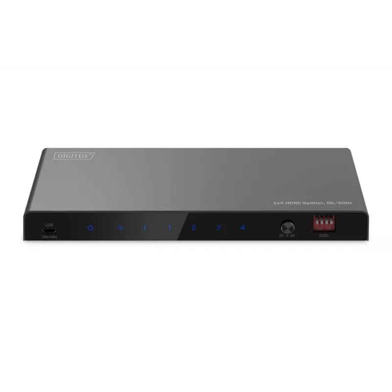 DIGITUS 1x4 HDMI Splitter 8K/60Hz (4:4:4) Toslink Stereo EDID Control