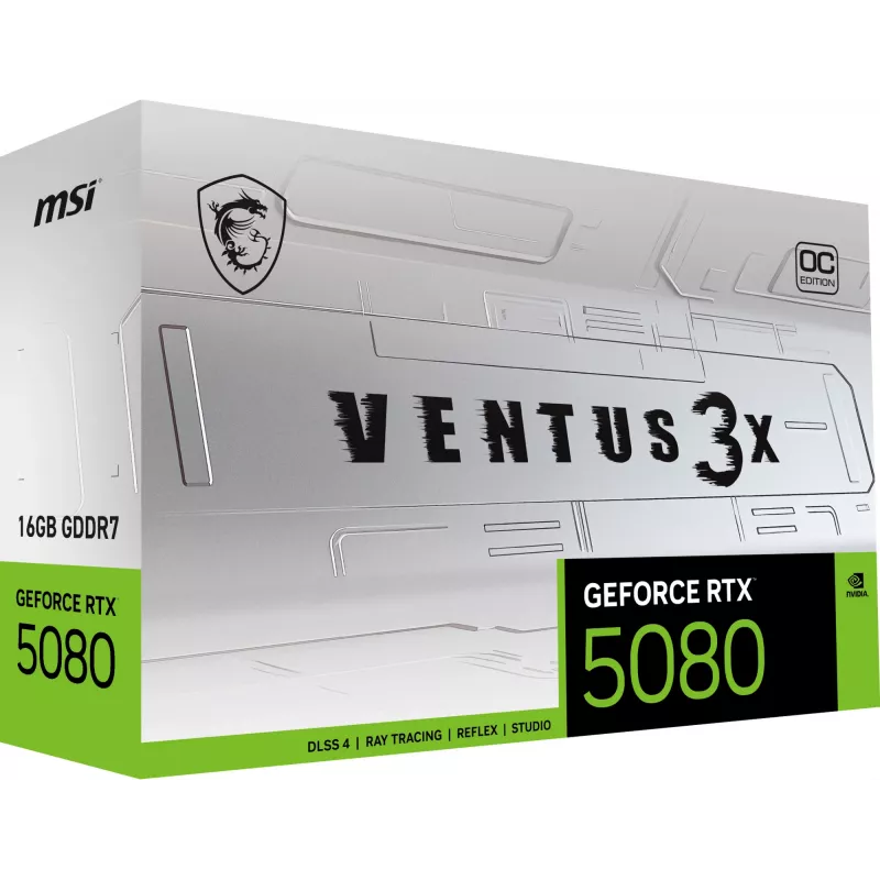 Graphics Card MSI GeForce RTX 5080 16GB GDDR7, PCIe 5.0, 256-bit, 303 mm, 360W, 3xDP 1xHDMI, White