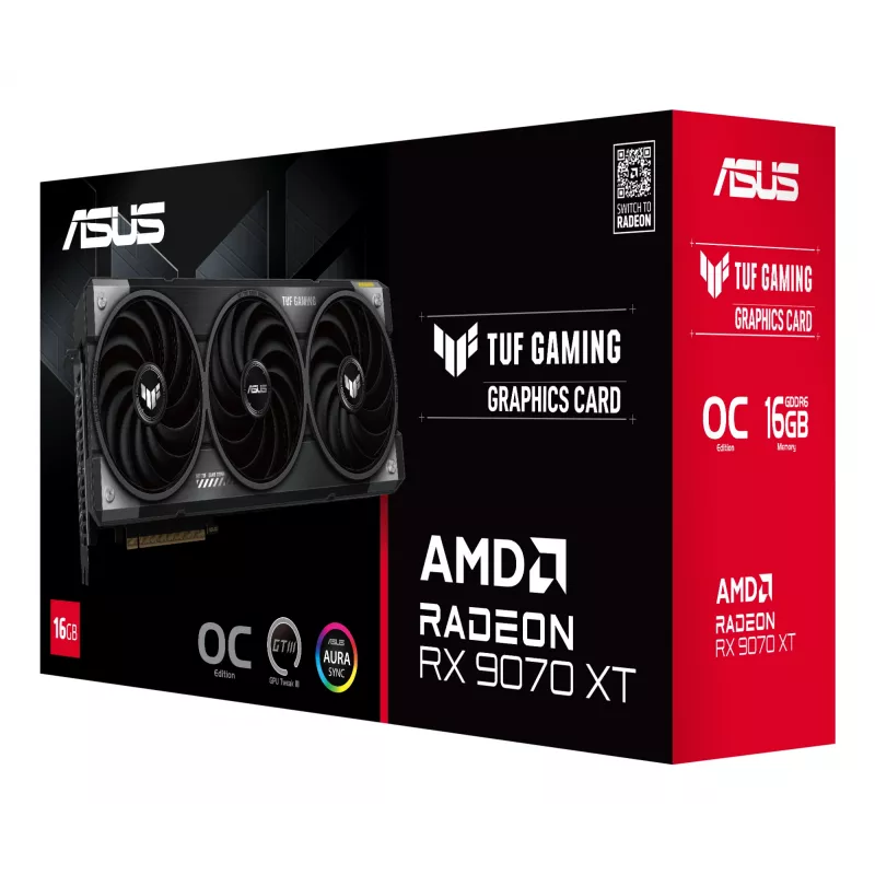 Graphics card ASUS Radeon RX 9070 XT, 16 GB GDDR6, PCIe 5.0, 256-bit, 3060 MHz boost