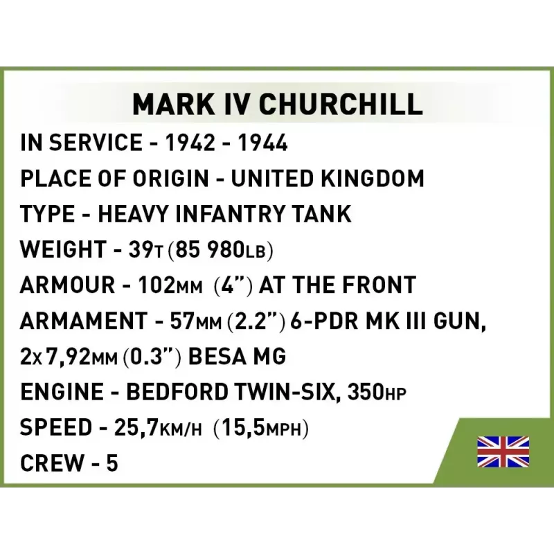 Cobi Blocks Mark IV Churchill building set, 668 pieces (COBI-3128)