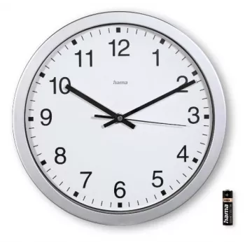 Hama Mallorca Quartz clock Round Silver, White