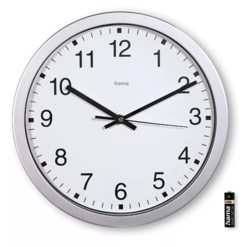 Hama Mallorca Quartz clock Round Silver, White