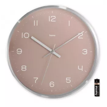 Radio-controlled clock Hama Fiji Circle Pink Silver Battery AA