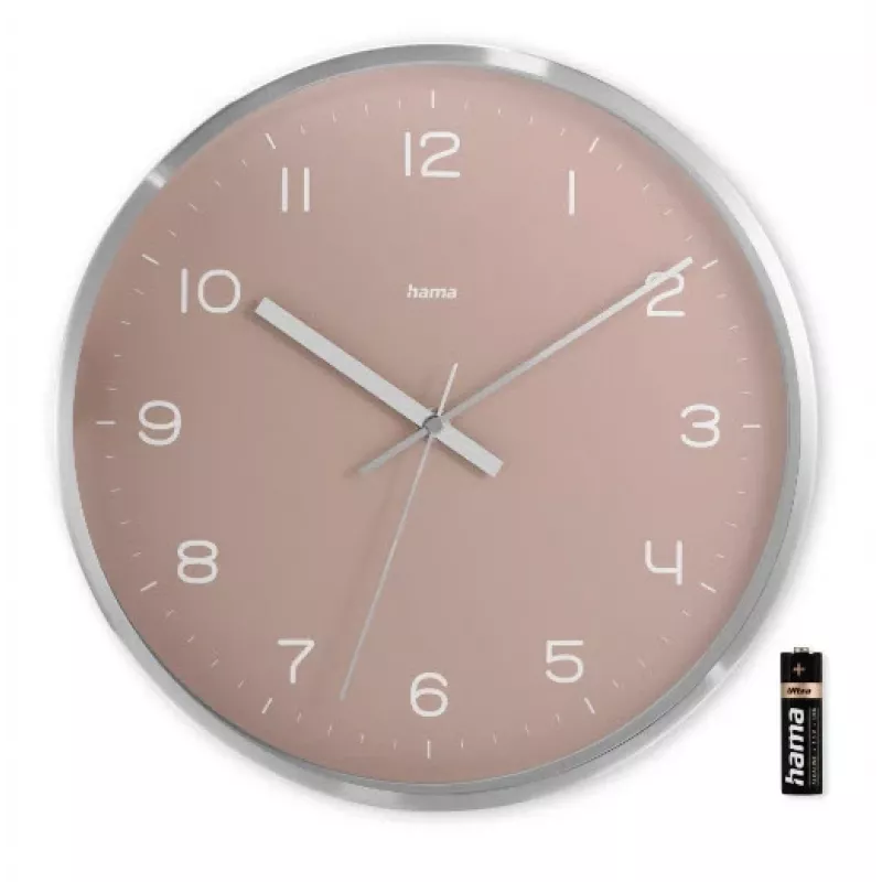 Radio-controlled clock Hama Fiji Circle Pink Silver Battery AA