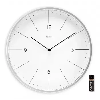 Quartz clock Hama Sardinia Circle Grey White Battery AA 300mm