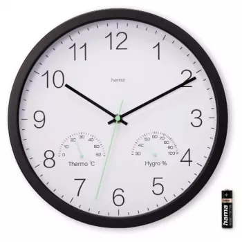 Hama Santorini Quartz clock Round Black, White