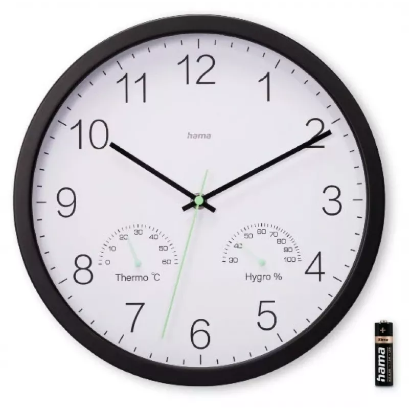 Hama Santorini Quartz clock Round Black, White
