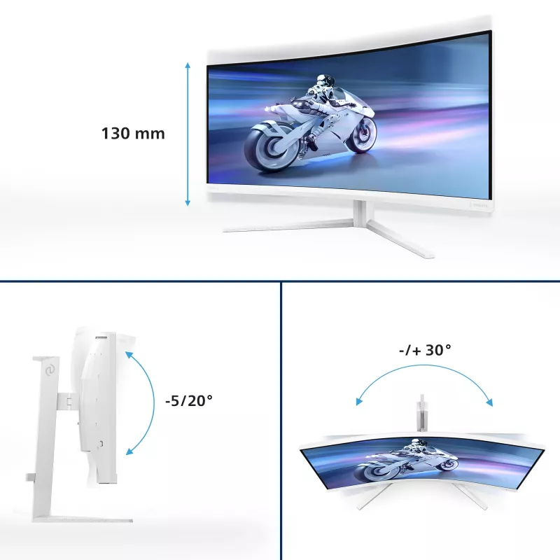 Philips Evnia 5000 34M2C5501A/00 computer monitor 86.4 cm (34 inch) 3440 x 1440 pixels Wide Quad HD LCD White