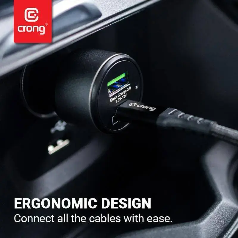 Car Charger Crong CRG-PWRC-USBC63-BLK Fast Charging Smartphone Smartwatch