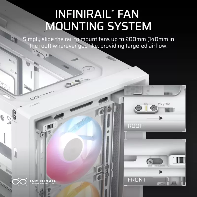 CORSAIR Mid-tower - Geh Midi Frame 4000d Rs ArGB White