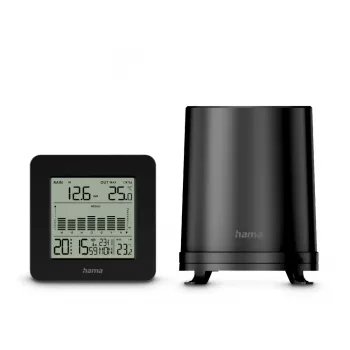 Hama Mykonos Black Battery Indoor Outdoor Thermometer Rain Sensor