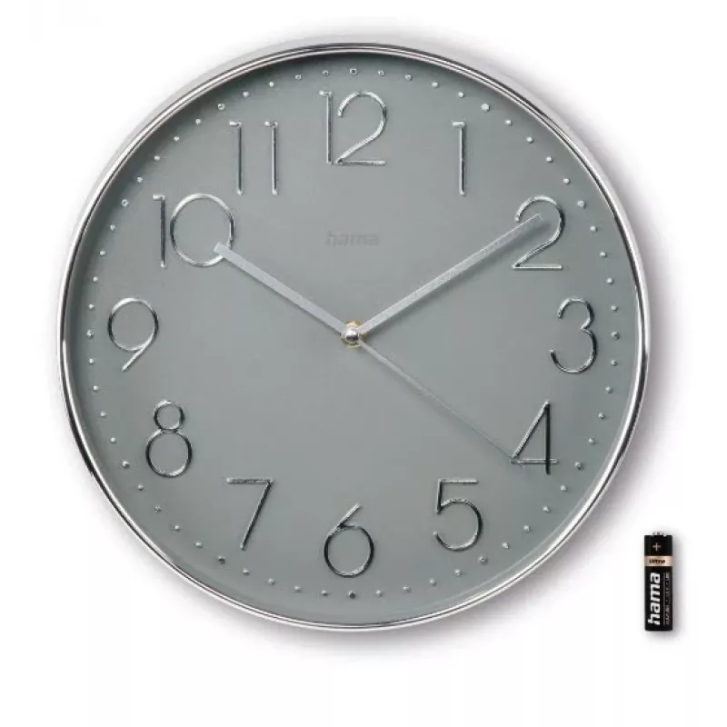 Hama Corsica Quartz clock Circle Grey, Silver