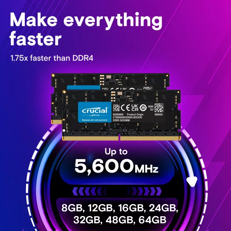 MICRON / CRUCIAL Notebook Memory - Crucial DDR5-5600 SODIMM - 128GB Kit (64GBx2)
