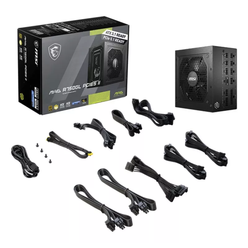 MSI MAG A750GL PCIE5 II power supply unit 750 W 20+4 pin ATX ATX Black