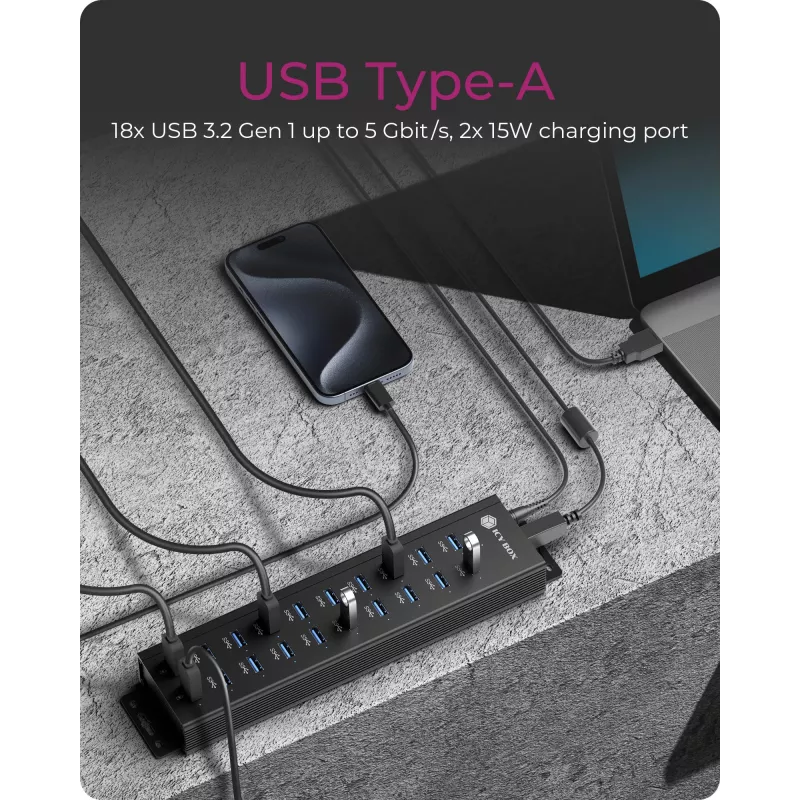 ICY BOX IB-HUB1720-U3 Black