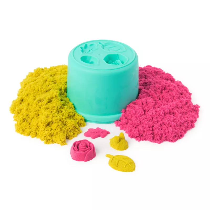 Kinetic Sand , SquishBlossom Blooming Flower, Easter Basket Stuffers, Includes 8oz Neon Yellow & Pink Moldable Play Sand, Pot & Molds, Sensory Toys for Kids