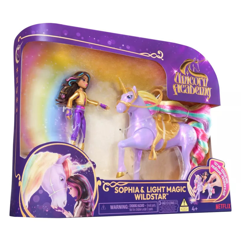Fashion doll Usorteret Unicorn Academy Sophia & Light Magic Wildstar with Rainbow Light-up Effects, LR44 batteries, 241 mm
