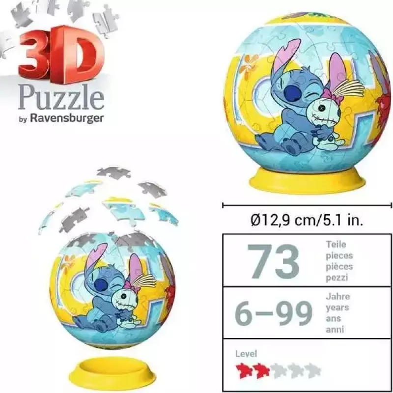 Ravensburger Disney Stitch 3D Puzzle Ball, 72 Pieces