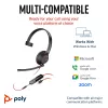 HP Poly Blackwire 5210 Monaural USB-C Headset +3.5mm Plug +USB-C/A Adapter