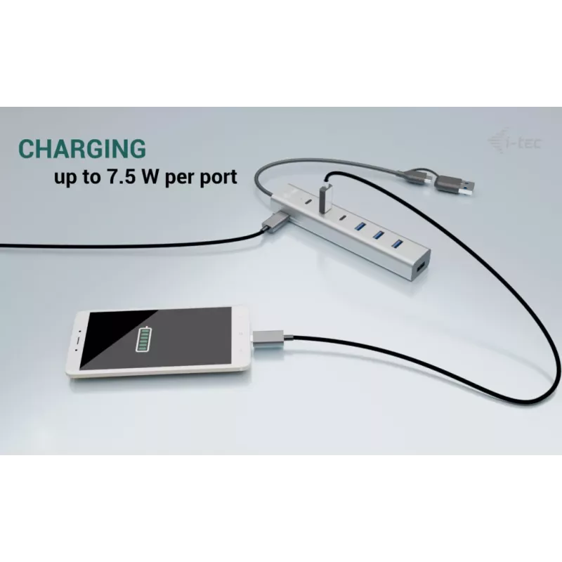 i-tec USB-C/USB-A Charging Metal HUB 7 port (3x USB-C, 4x USB-A)