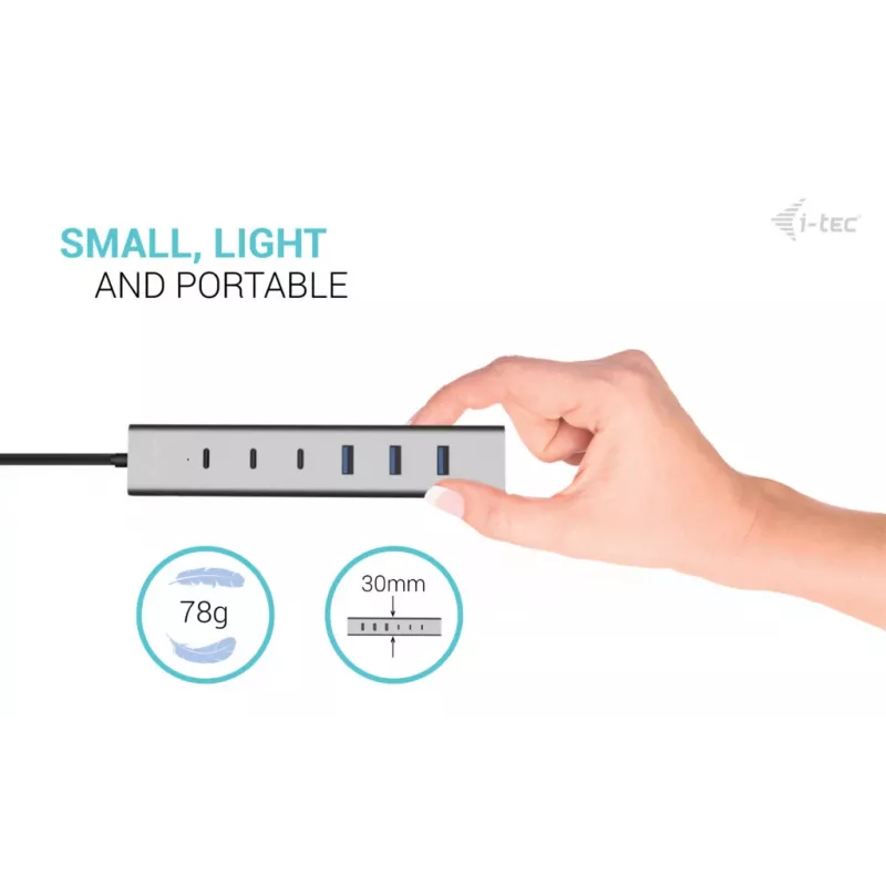 i-tec USB-C/USB-A Charging Metal HUB 7 port (3x USB-C, 4x USB-A)