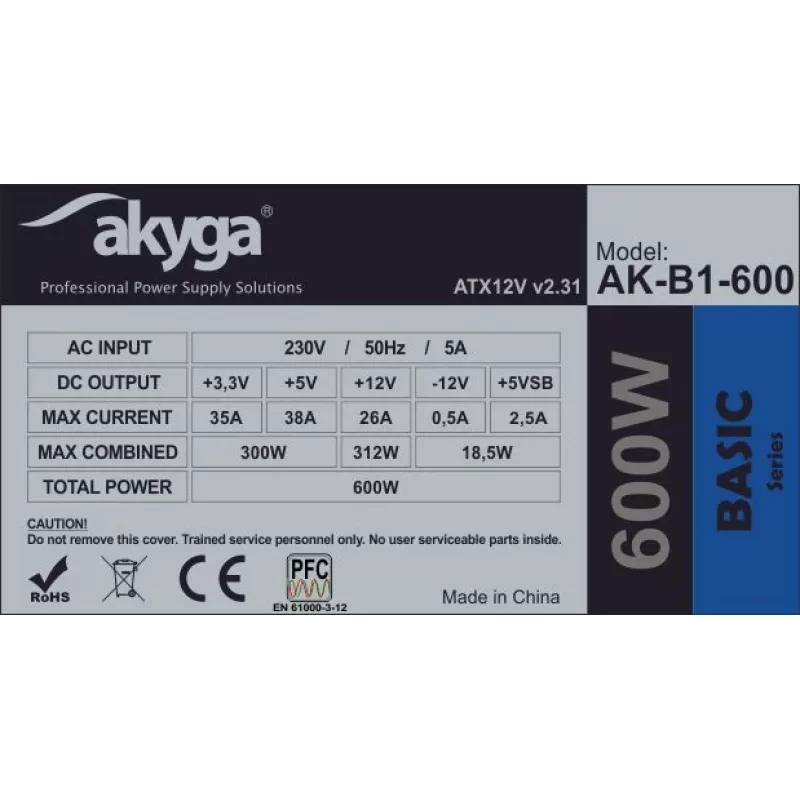 AKYGA Power Supply ATX 600w (ak-b1-600)