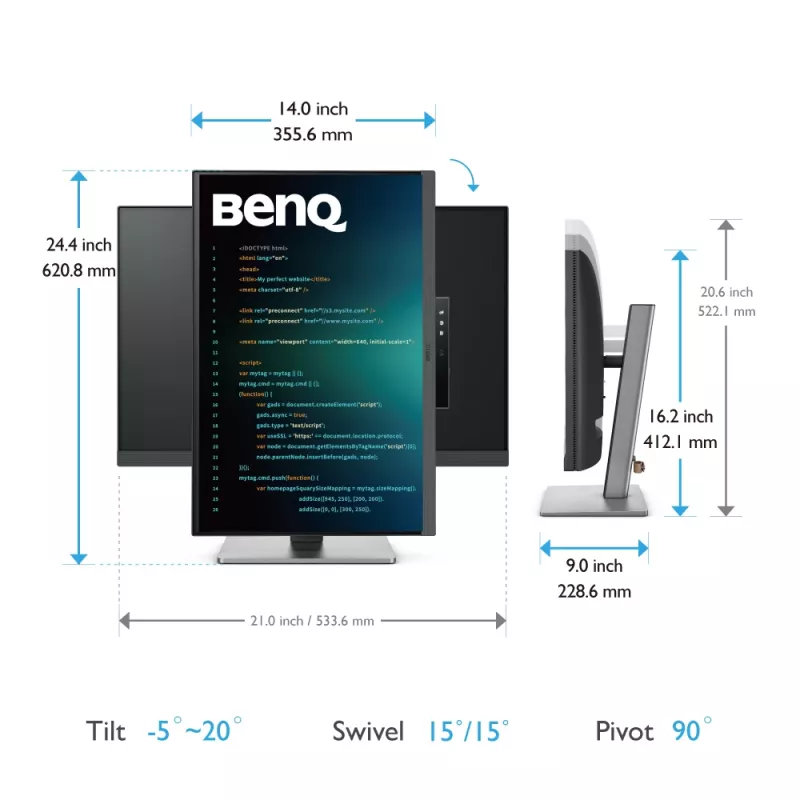 BenQ RD240Q computer monitor 61.2 cm (24.1 inch) 2560 x 1600 pixels WQXGA LCD Black