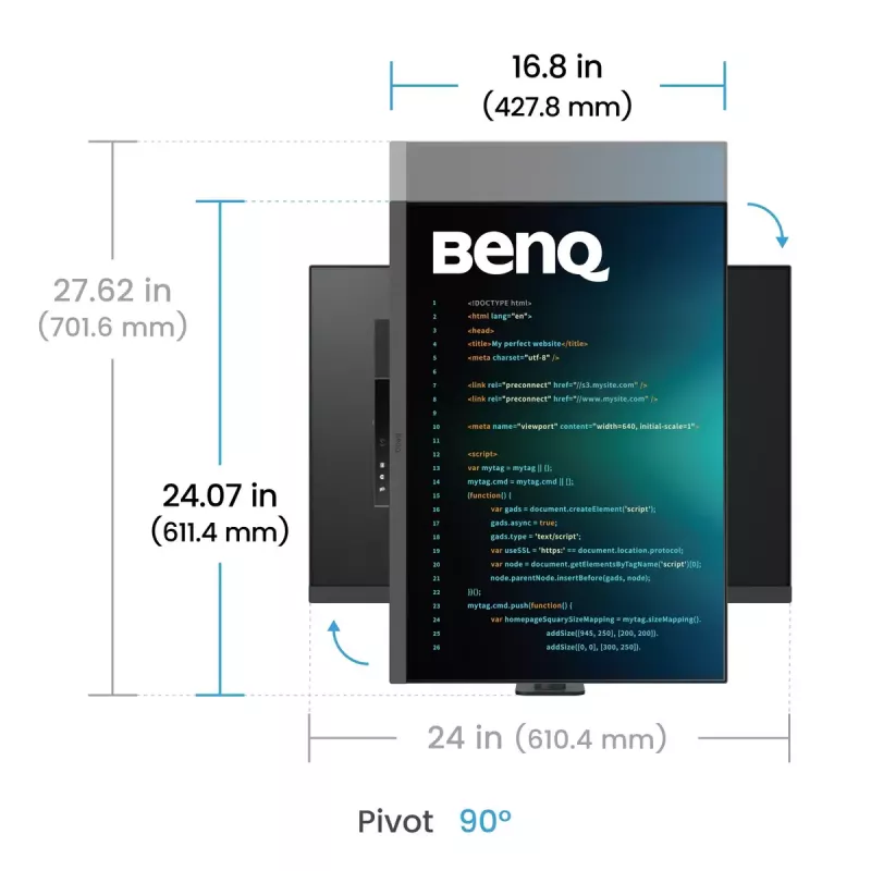 Monitor BenQ RD280UA 28.2 inch 4K Ultra HD IPS 3840 x 2560, 3:2, HDR10, 350 cd/m², USB‑C PD 90W, 5 ms