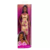 Barbie Fashionistas Doll #233 in Checkered Flower Midi Dress, Black Hair