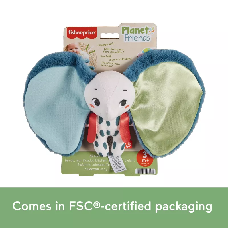 Soft toy MATTEL Fisher-Price Planet Friends Giant Ear Elephant HKD63, plush elephant companion